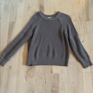 Evereve Taupe Ribbed Crew Neck Sweater